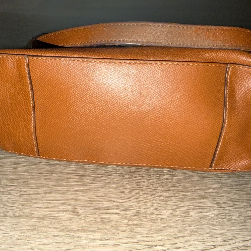 Coach Cognac Leather Tote with Gold Accent